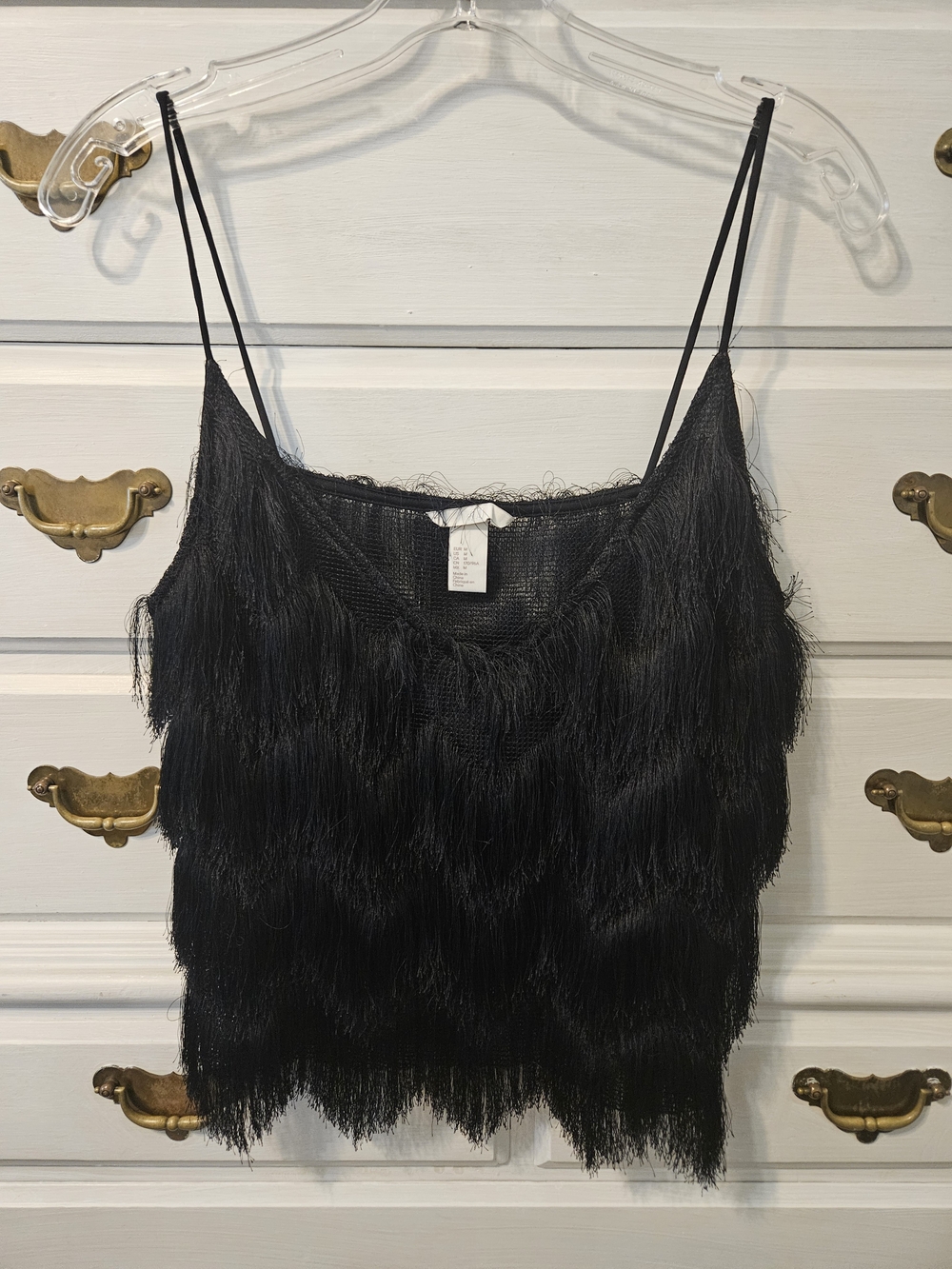 H&M Black Fringe Spaghetti Strap Camisole